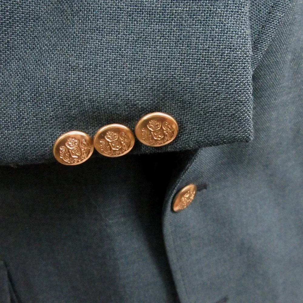 John Alexander Green Blazer 42R Gold Button Semi-Structured Woven‎ Classic Golf